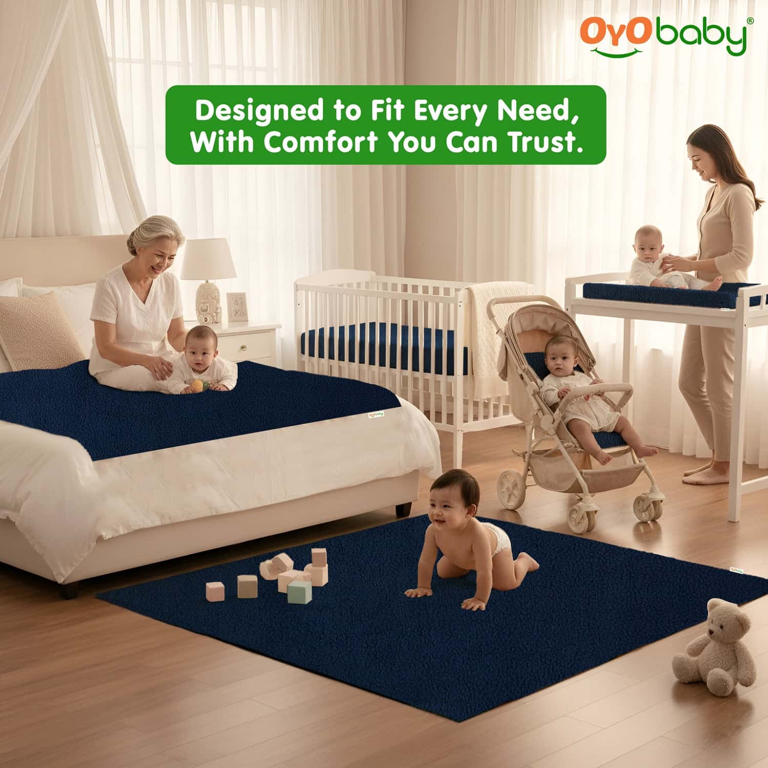 Oyo Baby Medium Size Baby Dry Sheet | 100x70 Cm (Pack Of 2) Waterproof Mattress Protector | Quick Dr