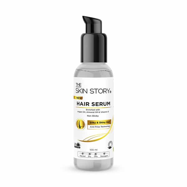 The Skin Story Anti Frizz Hair Serum With Vit E Argan Oil Uv Protection For Smooth Shiny Hair 100Ml