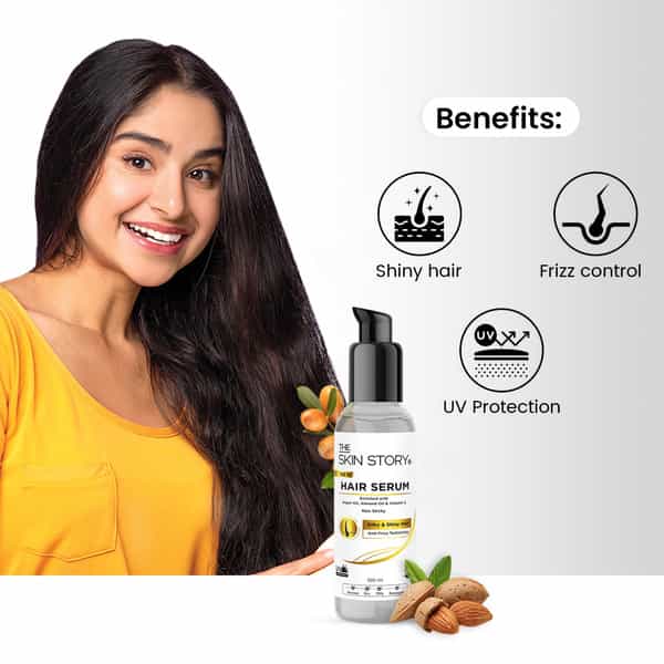 The Skin Story Anti Frizz Hair Serum With Vit E Argan Oil Uv Protection For Smooth Shiny Hair 100Ml