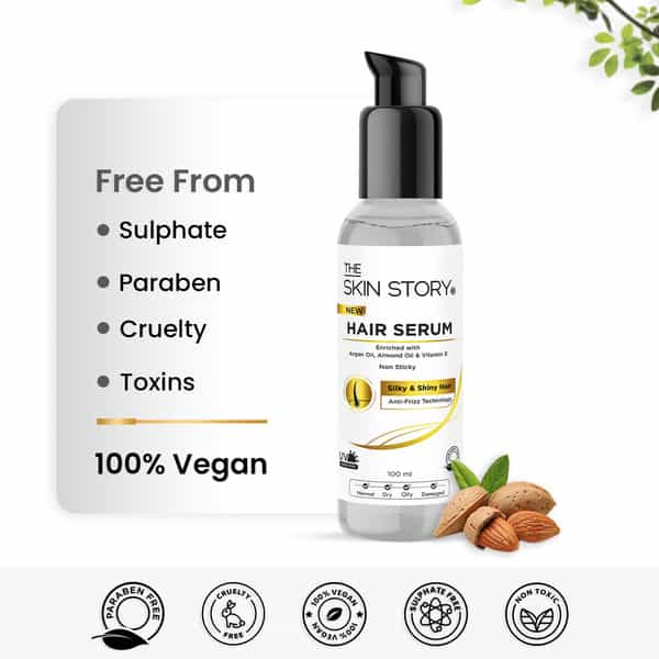 The Skin Story Anti Frizz Hair Serum With Vit E Argan Oil Uv Protection For Smooth Shiny Hair 100Ml