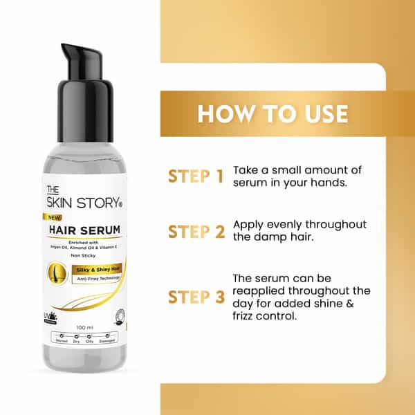 The Skin Story Anti Frizz Hair Serum With Vit E Argan Oil Uv Protection For Smooth Shiny Hair 100Ml
