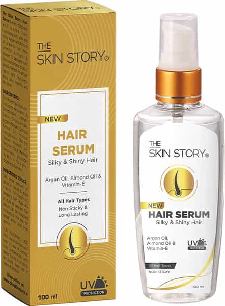 The Skin Story Anti Frizz Hair Serum With Vit E Argan Oil Uv Protection For Smooth Shiny Hair 100Ml