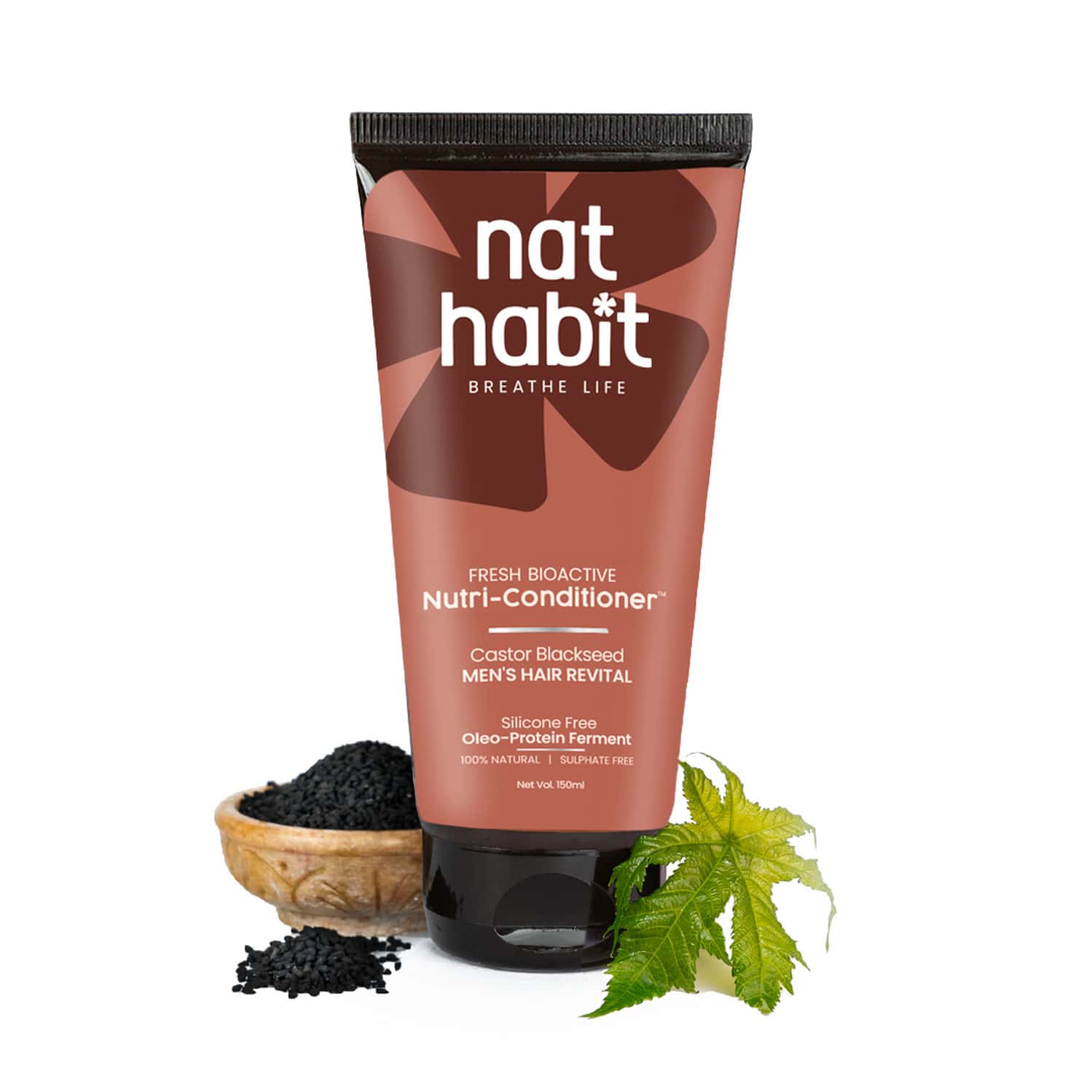 Nat Habit Castor Black Seed Conditioner | Manageable Hair | Men's Revital | Castor & Curd - 150ml