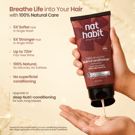 Nat Habit Castor Black Seed Conditioner | Manageable Hair | Men's Revital | Castor & Curd - 150Ml