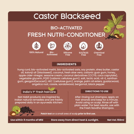 Nat Habit Castor Black Seed Conditioner | Manageable Hair | Men'S Revital | Castor & Curd - 150ml
