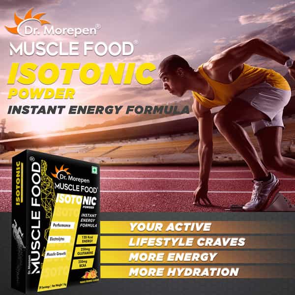 Dr. Morepen Muscle Food Isotonic Powder For Instant Energy And Hydration Mango Orange Flavour-1Kg