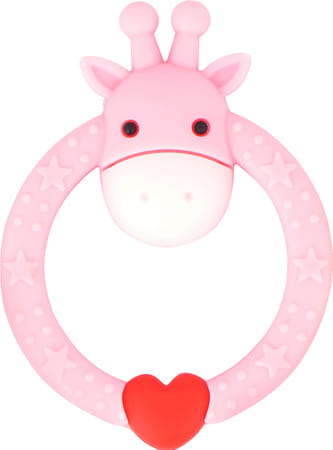 R For Rabbit Giraffe Teether Pink
