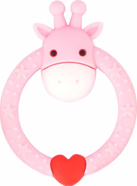 R For Rabbit Giraffe Teether Pink