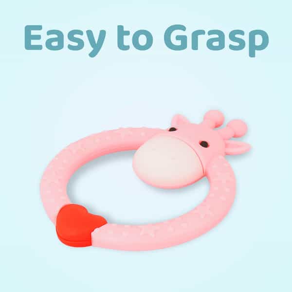 R For Rabbit Giraffe Teether Pink