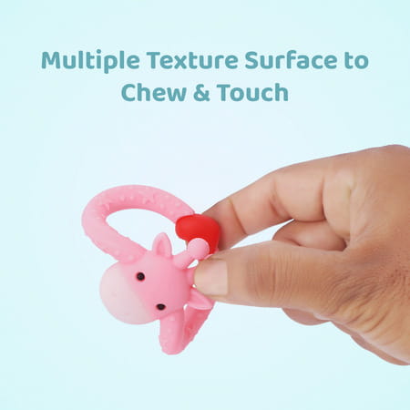 R For Rabbit Giraffe Teether Pink