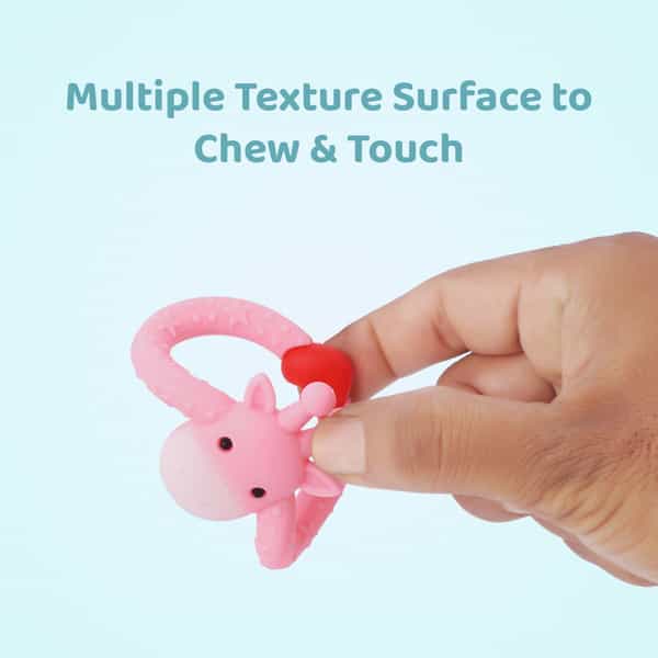 R For Rabbit Giraffe Teether Pink