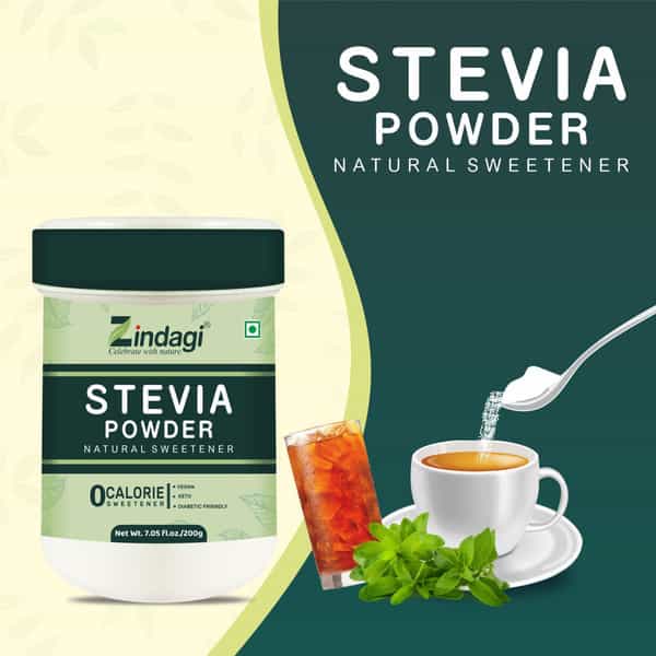 Zindagi Stevia Sugar Powder|100% Natural Sugarfree Spoonful|Diabetic Friendly|200 Gm|Pack Of 2