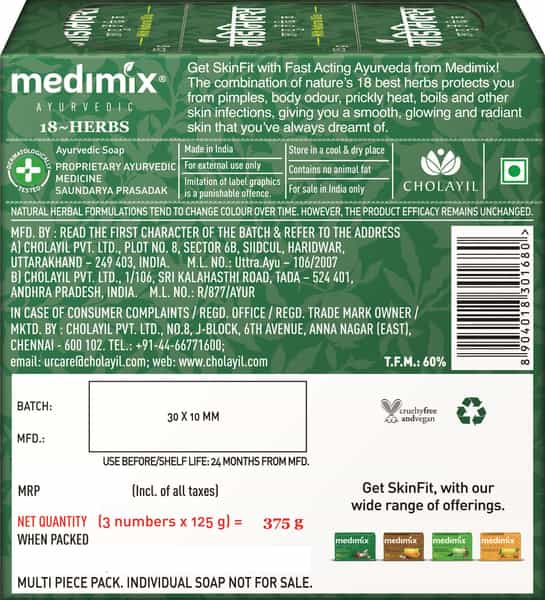 Medimix Ayurvedic Classic 18 Herbs Soap 3*125 Gm