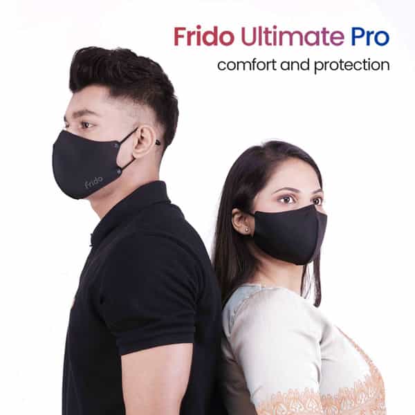 Frido Ultimate Pro Copper Treated Mask|Nose Clip|Ear Loop|Washable|Imported|Large Size (Pack Of 4)