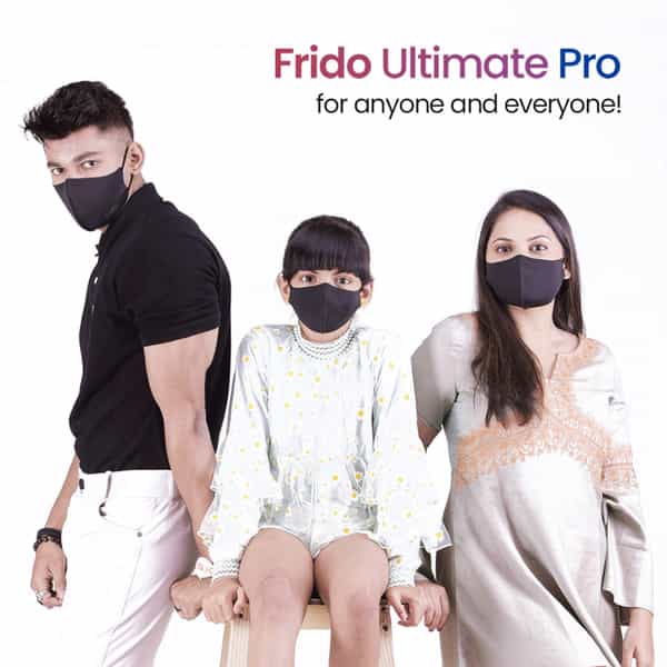Frido Ultimate Pro Copper Treated Mask|Nose Clip|Ear Loop|Washable|Imported|Large Size (Pack Of 4)