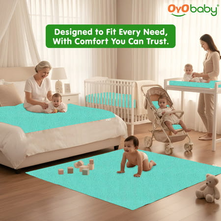Oyo Baby Waterproof Bed Protector Baby Dry Sheet Medium Sea Green (70 Cm X 100 Cm)