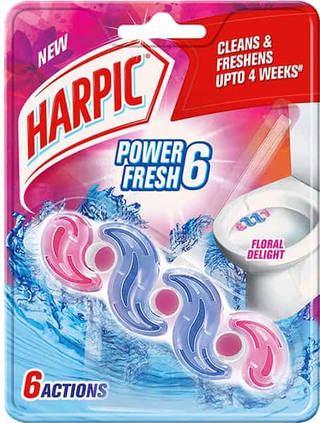 Harpic Power Fresh 6 Toilet Cleaner Rim Block Floral Delight - 35 G
