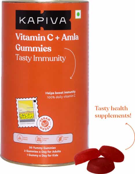 Kapiva Vitamin C + Amla Gummies | 2 In 1 Immunity Booster| Gelatin Soy & Lactose Free- 30 Gummies