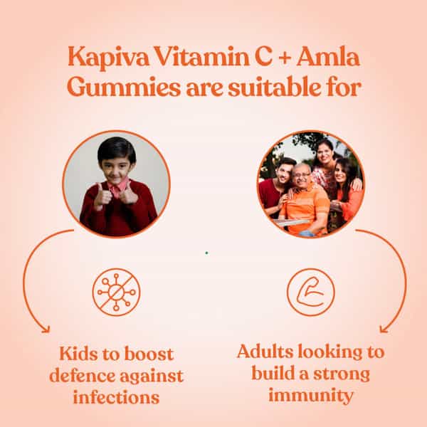 Kapiva Vitamin C + Amla Gummies | 2 In 1 Immunity Booster| Gelatin Soy & Lactose Free- 30 Gummies