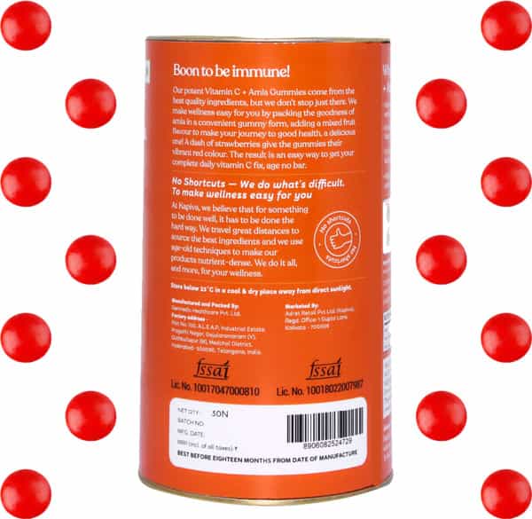 Kapiva Vitamin C + Amla Gummies | 2 In 1 Immunity Booster| Gelatin Soy & Lactose Free- 30 Gummies