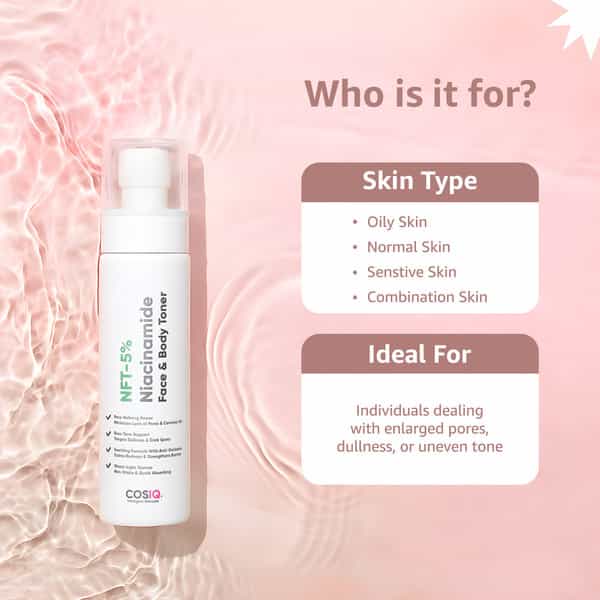 Cos-Iq Nft-5% Niacinamide Face Toner - For Men & Women - 100Ml