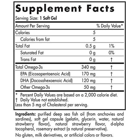 Nordic Naturals Daily Omega 3 Fish Oil For Kids 340 Mg With Epa And Dha Strawberry Flavor 30Softgels