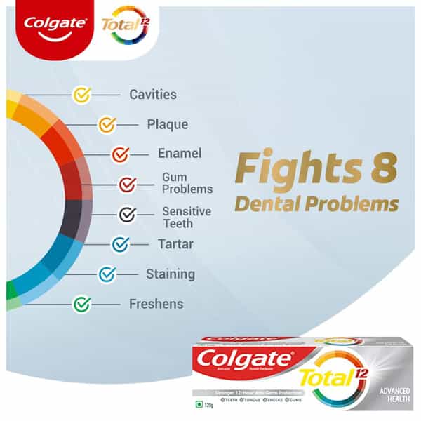 Colgate Total 240G (120G X 2 | Pack Of 2) Whole Mouth Health | (Advanced Health | Saver Pack)