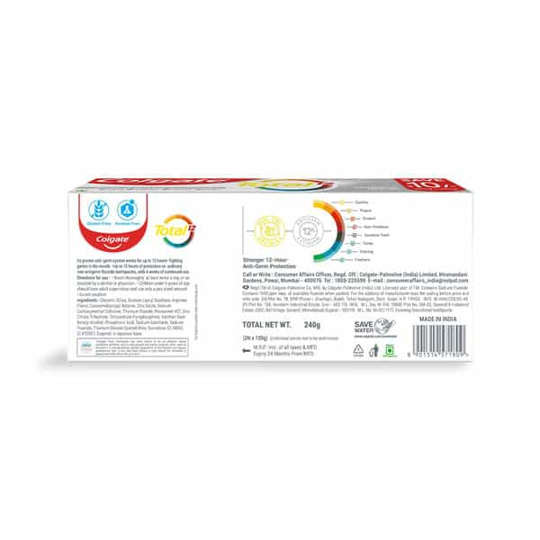 Colgate Total 240G (120G X 2 | Pack Of 2) Whole Mouth Health | (Advanced Health | Saver Pack)