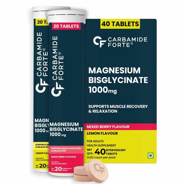 Carbamide Forte Magnesium Bisglycinate Effervescent | Sleep | Muscle & Nerve Support - 2X20 Tabs