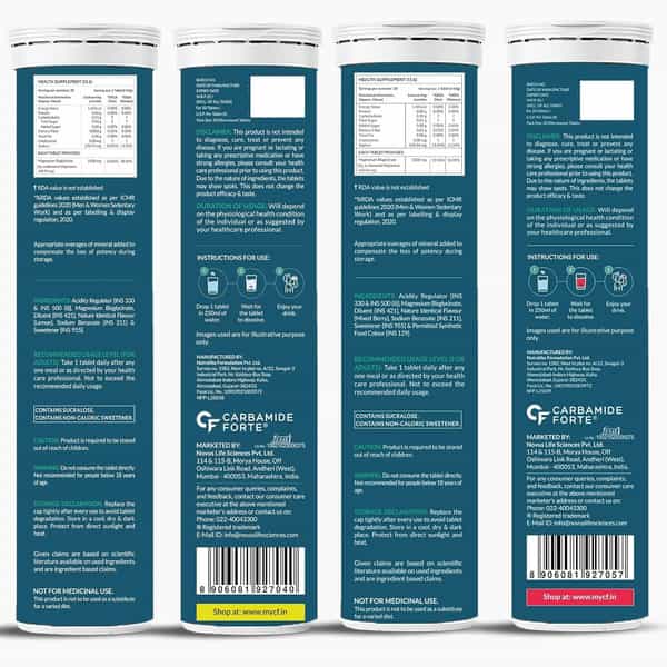 Carbamide Forte Magnesium Bisglycinate Effervescent | Sleep | Muscle & Nerve Support - 2X20 Tabs