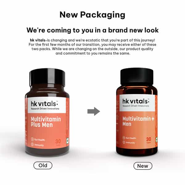 Hk Vitals Multivitamin Plus Men (30 Tablets) | Daily Multivitamin For Men | For Energy | Stamina