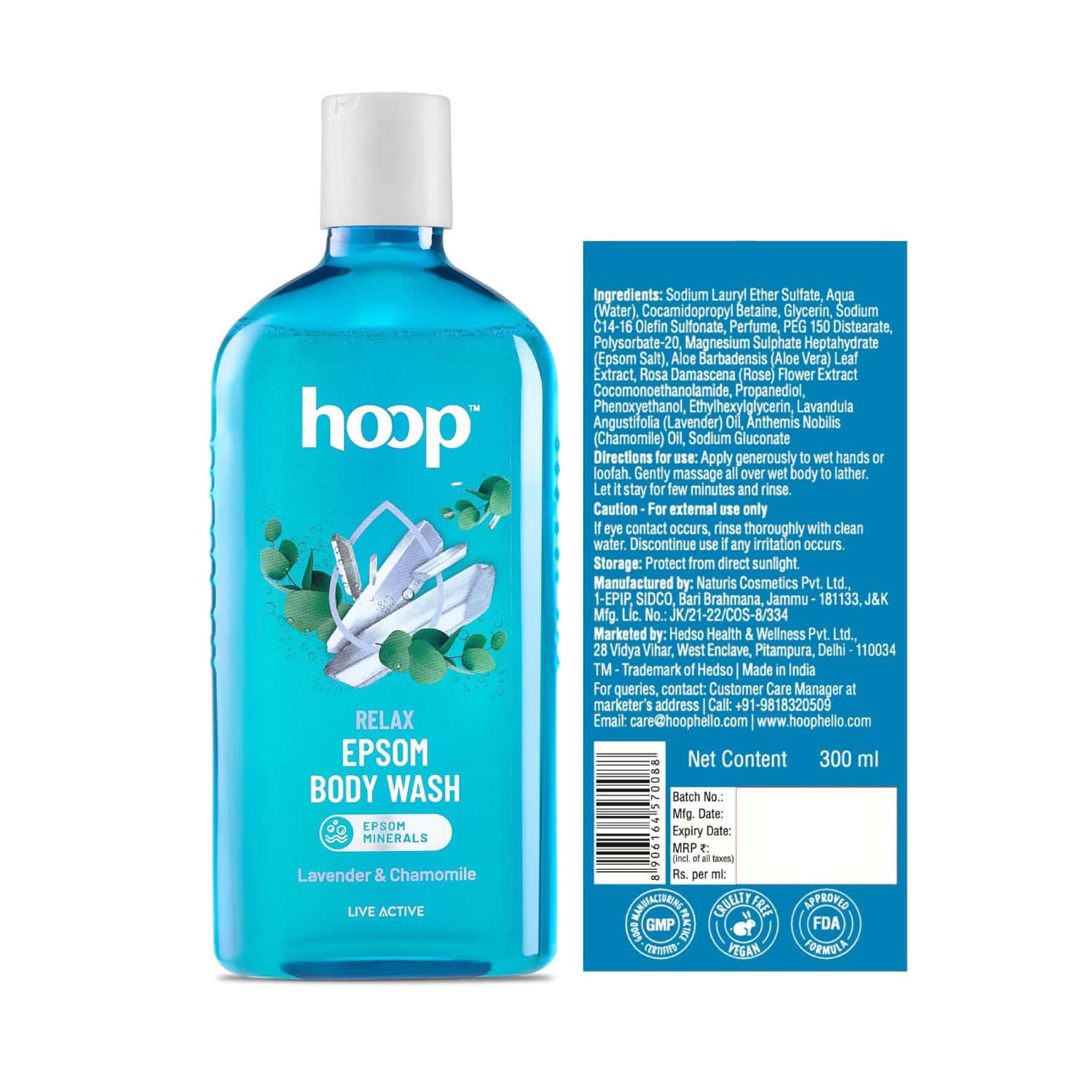 Hoop Epsom Body Wash - Morning Energy | Hand & Feet Soak | Workout Recovery | Destress (300ml)
