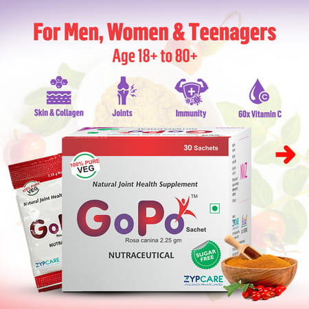 Gopo Rosehip Powder - Joints & Skin Health | Immunity - Full Family - 30 Sachets (2.32gm Each)