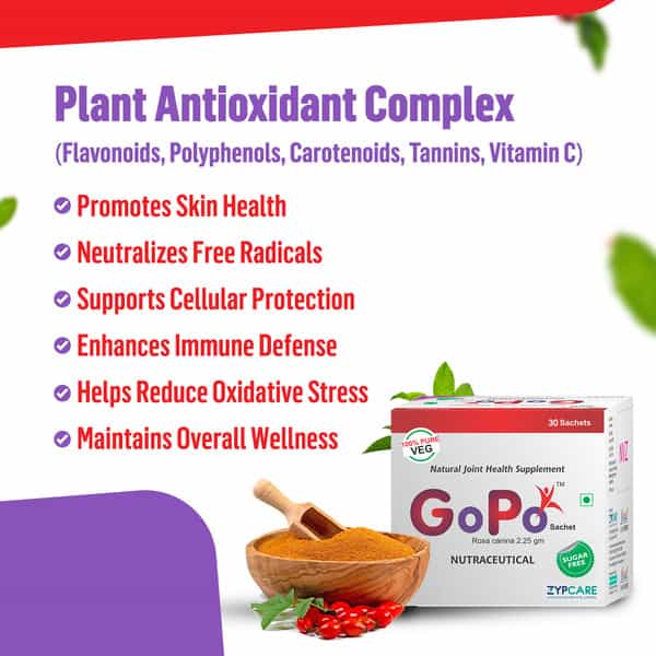 Gopo Rosehip Powder - Joints & Skin Health | Immunity - Full Family - 30 Sachets (2.32Gm Each)