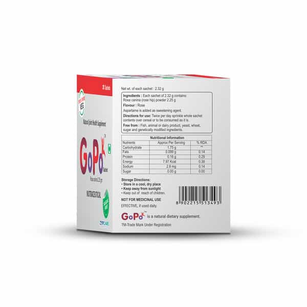Gopo Rosehip Powder - Joints & Skin Health | Immunity - Full Family - 30 Sachets (2.32Gm Each)