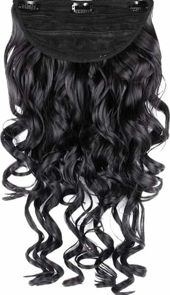 Streak Street Clip-In 24" Step Curl Jet Black Hair Extensions