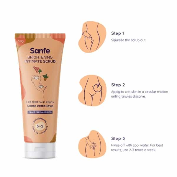 Sanfe Brightening Intimate Scrub- Cranberry And Jojoba Beads 50G