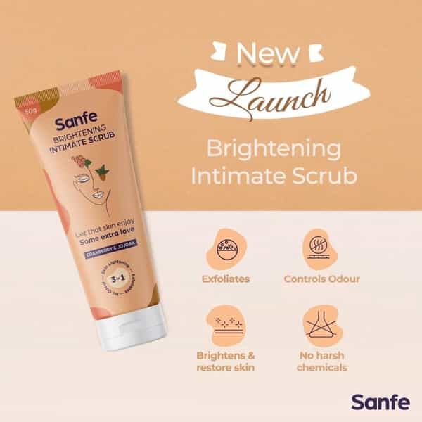 Sanfe Brightening Intimate Scrub- Cranberry And Jojoba Beads 50G