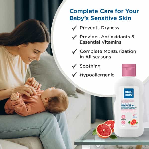 Mee Mee Moisturizing Baby Lotion | Face & Body | All Skin Type | Hypoallergenic | Ph Balance - 400Ml
