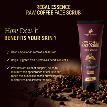 Regal Essence Raw Coffee Face Scrub | Exfoliation & Tan Removal | 100ml