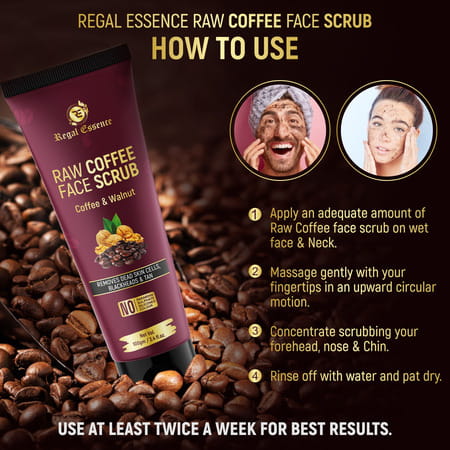 Regal Essence Raw Coffee Face Scrub | Exfoliation & Tan Removal | 100ml
