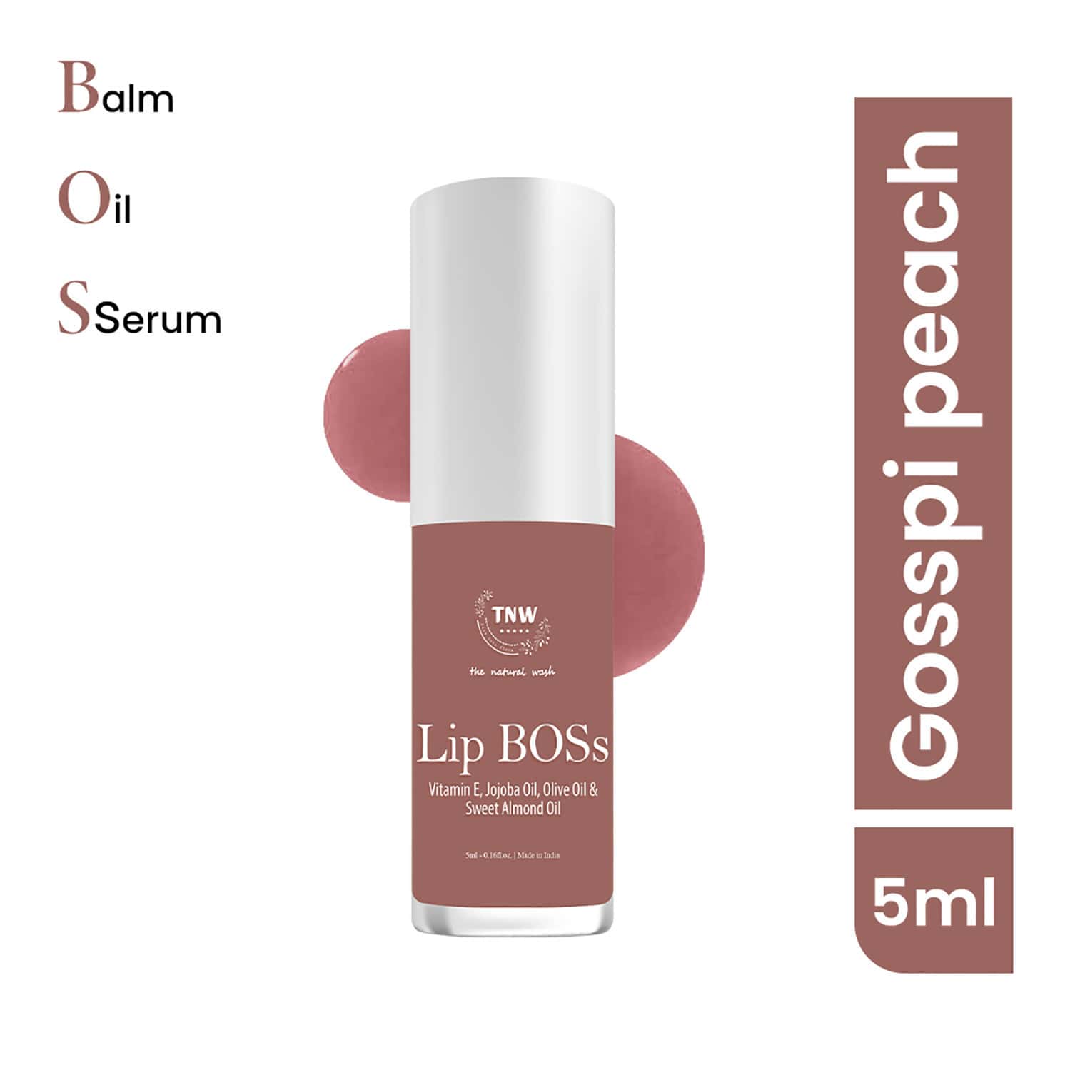 Tnw The Natural Wash Lip Boss Lip Gloss Gossip Peach | Longlasting Shine & Hydration 5 Ml