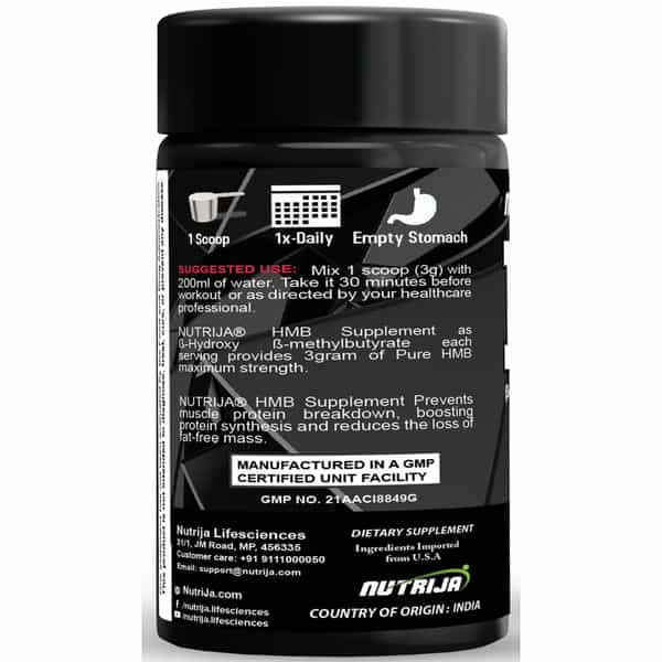 Nutrija Hmb Powder (Beta-Hydroxy Beta-Methylbutyrate) 100 Grams (Unflavored)