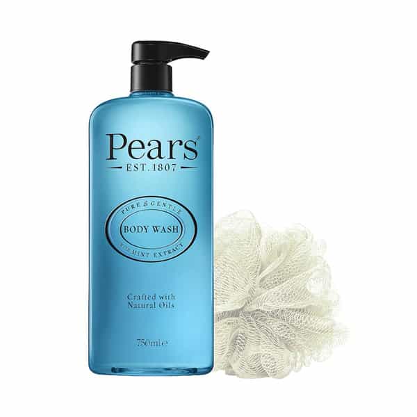 Pears Pure & Gentle Mint Extract Body Wash With Glycerin, Soap Free, Imported,750 Ml (Free Loofah)