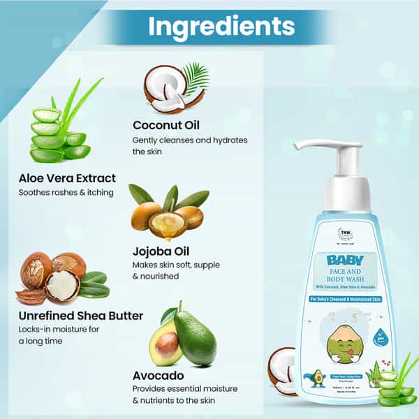 Tnw The Natural Wash Baby Body Wash | Gentle Cleanser With Coconut & Aloe Vera 160 Ml