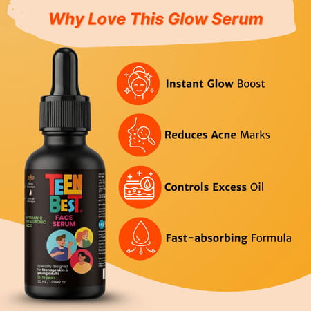 Healthbest Teens Vitamin C Serum For Boys & Girls (13 - 19 Years) Glowing Skin - 30ml