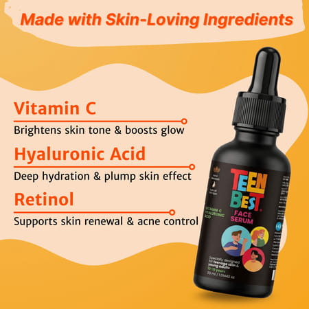 Healthbest Teens Vitamin C Serum For Boys & Girls (13 - 19 Years) Glowing Skin - 30ml