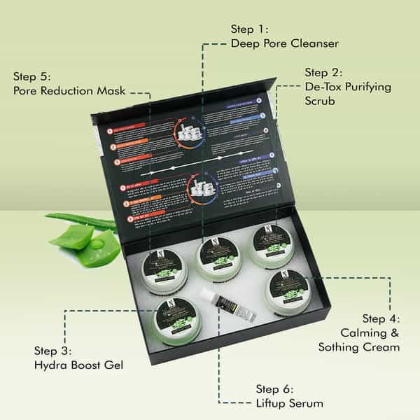 Nutriglow Natural's Aloe Vera & Cucumber Facial Kit With Hyaluronic Acid & Vitamin B5 -260Gm