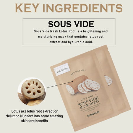 Skinfood Lotus Root Sous Vide Mask Sheet - Pack Of 3