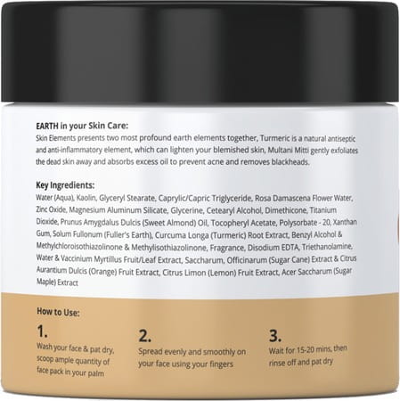 Skin Elements Turmeric (Haldi) & Multani Mitti (Fullers Earth) Face Pack - 100 Gm